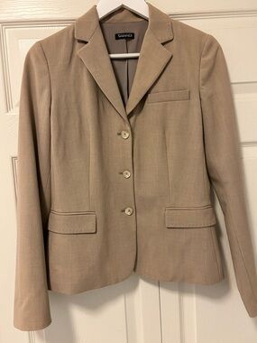 Tahari Beige/Tan Classic Single-Breasted Blazer